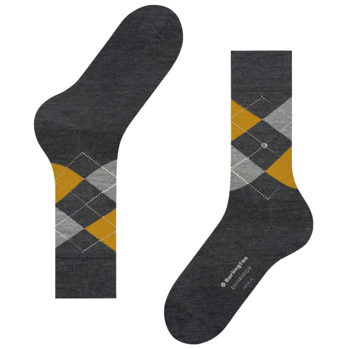 Burlington Socks Edinburgh Socks - Grey/Yellow