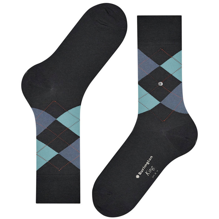 Burlington Socks King Socks - Dark Grey/Blue