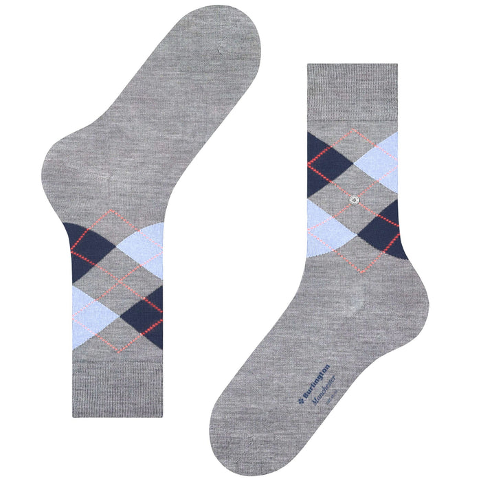 Burlington Socks Manchester - Grey and Blue