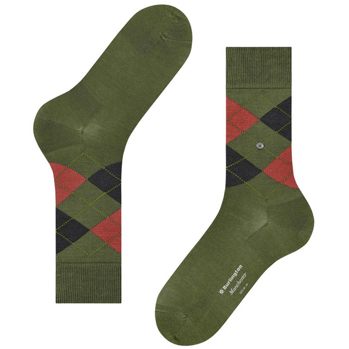 Burlington Socks Manchester Socks - Green/Grey
