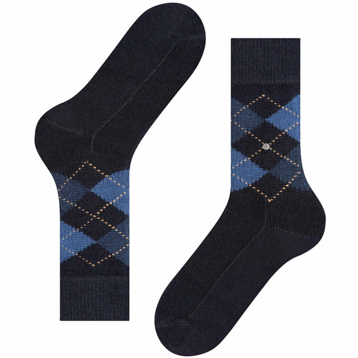 Burlington Socks Preston Socks - Argyle Dark Blue
