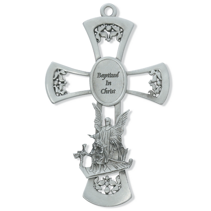 Cross - 6in Pewter Guardian Angel Cross