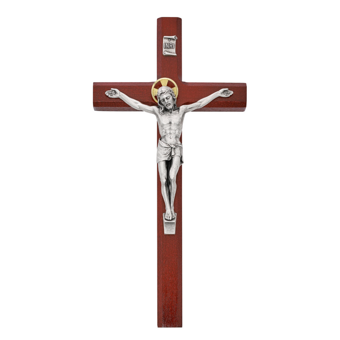 Crucifix - 10" Cherry Stained Crucifix, Boxed
