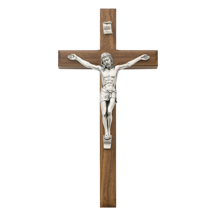 Crucifix - 10" Walnut Stain Crucifix, Boxed