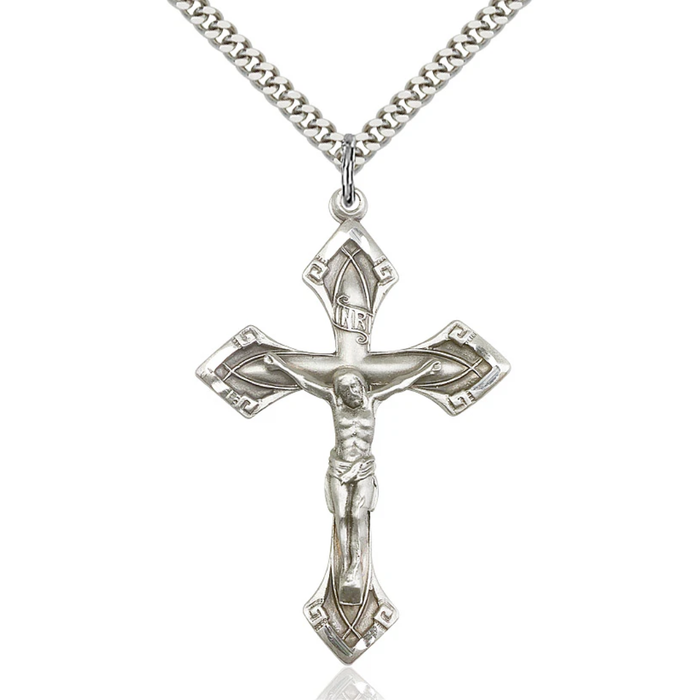 Crucifix Necklace Sterling Silver 24"