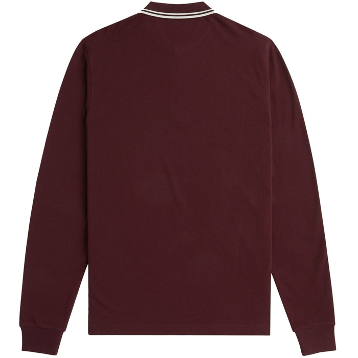Fred Perry M3636 Twin Tipped Long Sleeve Polo Shirt - Oxblood