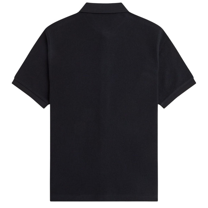 Fred Perry Panelled Button Through Polo Shirt - Black