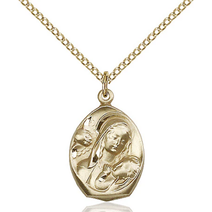 Madonna and Child Necklace Gold Filled 18"
