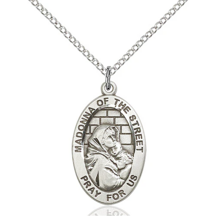 Madonna of the Street Medal Sterling Silver 18"