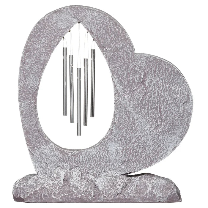 Memorial Heart Wind Chime Garden Stone 12" | Roman