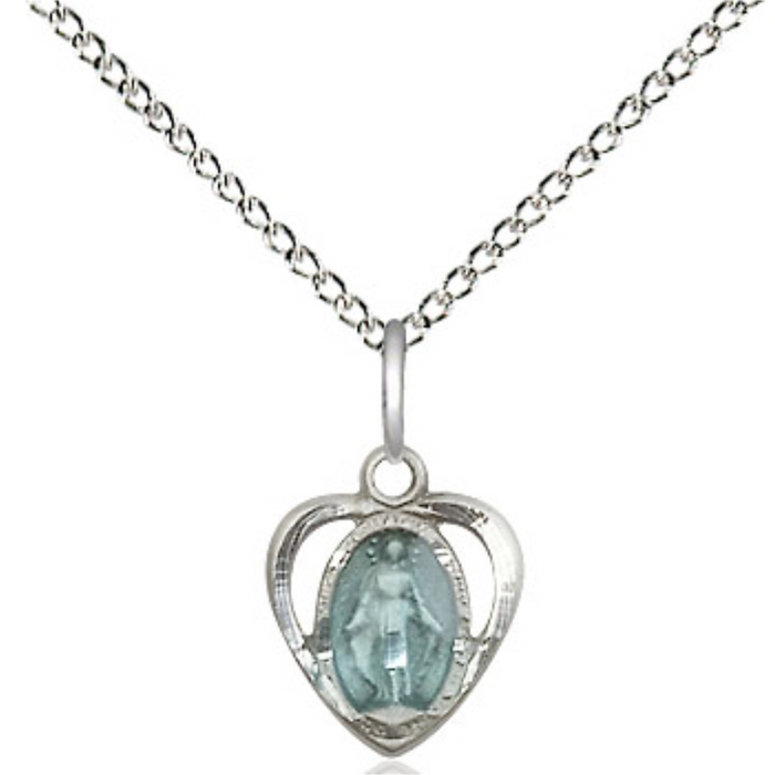Miraculous Medal Necklace Sterling Silver 18"