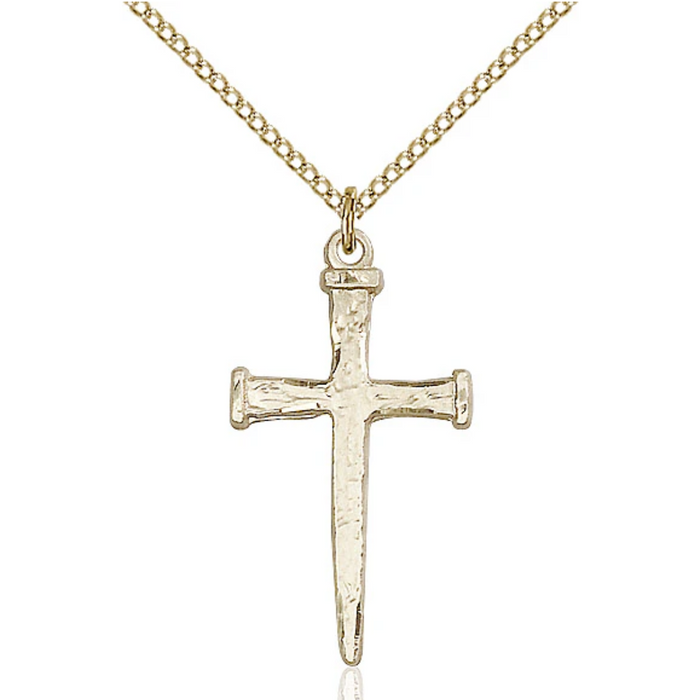 Nail Cross Necklace Gold Filled 18"