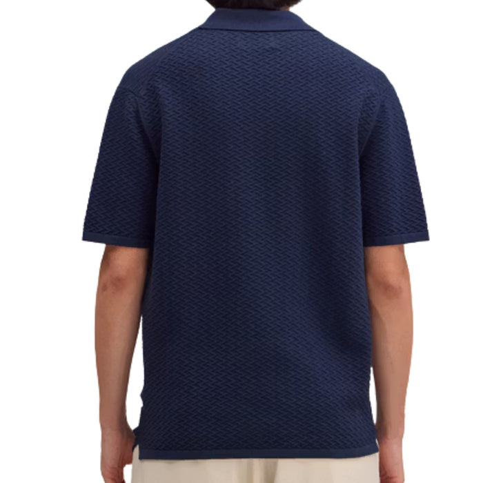 NN07 Paul Textured Stitch Polo - Navy Blue