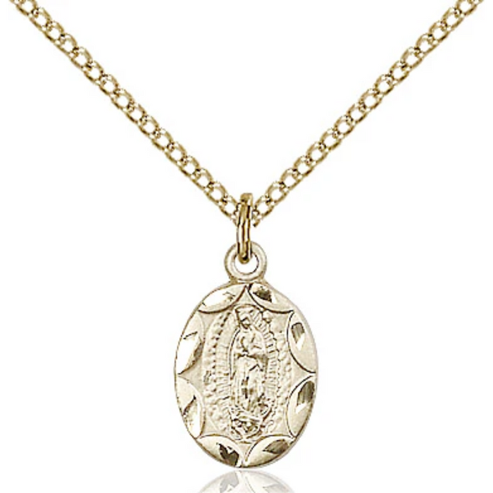 Our Lady of Guadalupe Medal Gold Filled 18"