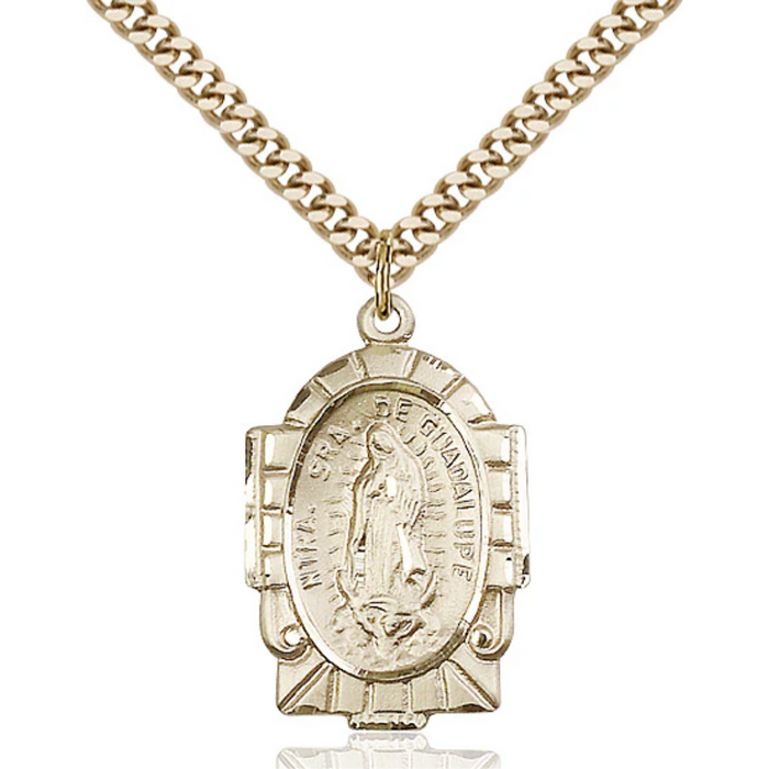 Our Lady of Guadalupe Medal Gold Filled 24"