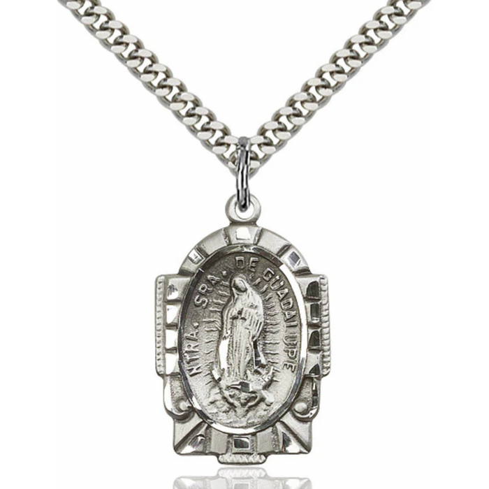 Our Lady of Guadalupe Medal Sterling Silver 24"
