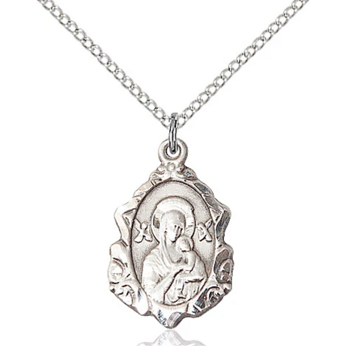 Our Lady of Perpetual Help Medal Sterling Silver 18"