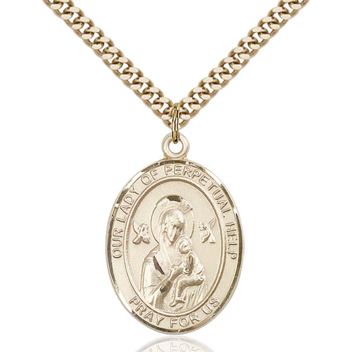 Our Lady of Perpetual Help Necklace Gold Filled 24"