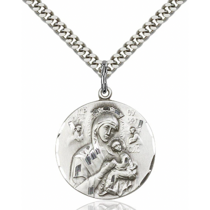 Our Lady of Perpetual Help Sterling Silver Necklace 24" Chain | Bliss