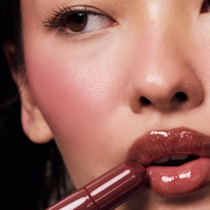 model wears peptide lip tint in pbj