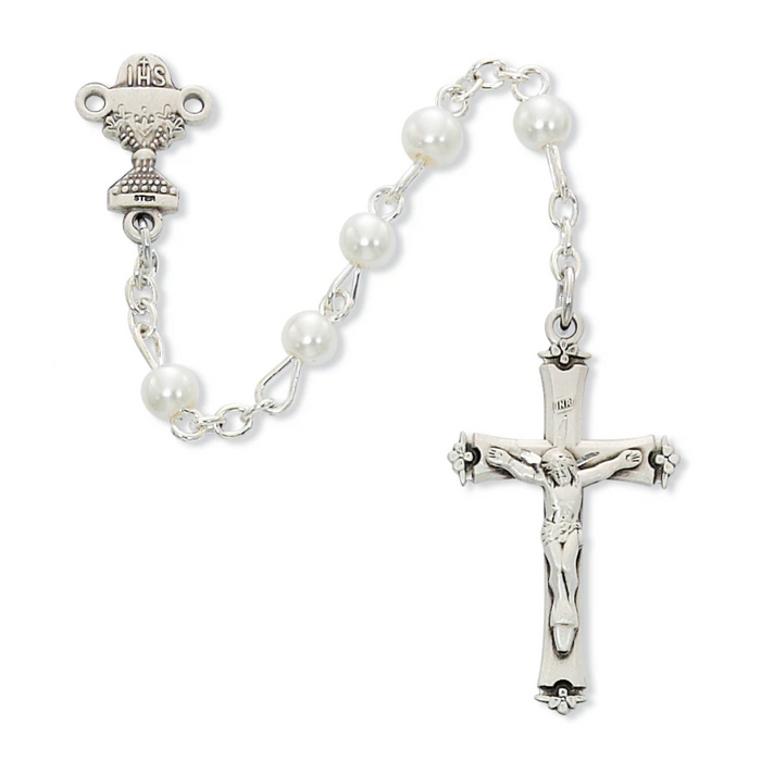 Rosary - Imitation Pearl Communion Rosary Box