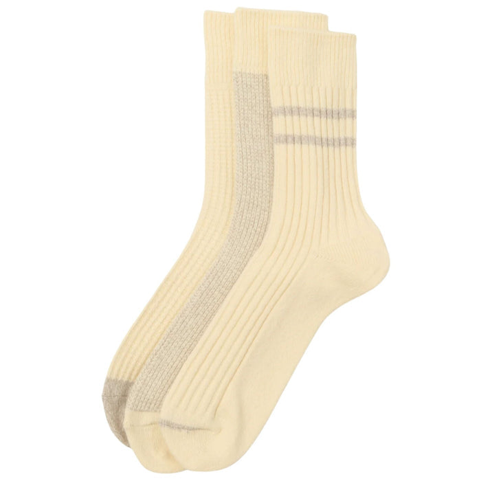 RoToTo Socks Daily 3 Pack Socks - Off White/Grey