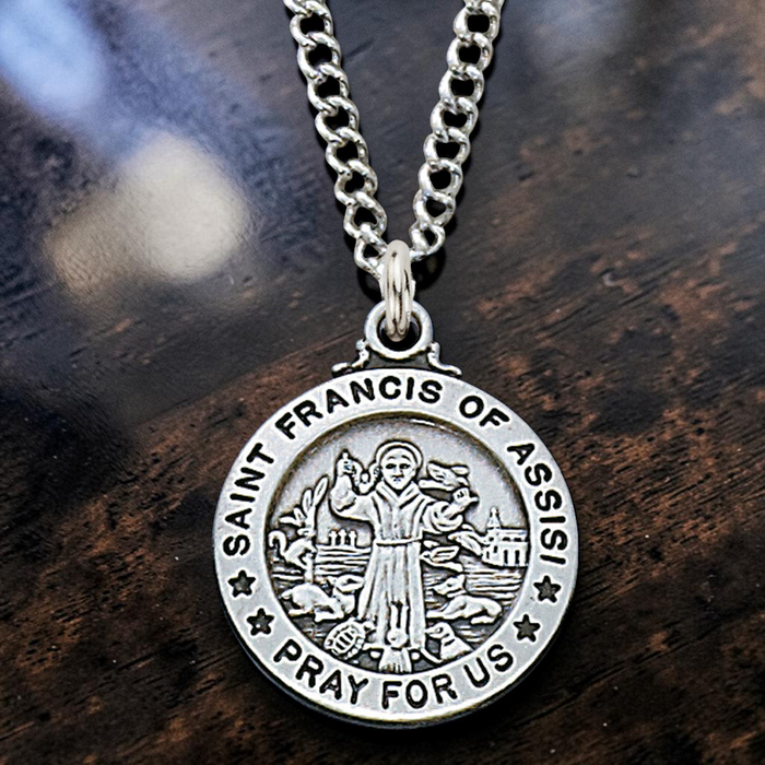St. Francis of Assisi Sterling Silver Medal Necklace 20" | McVan