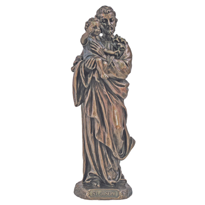 St. Joseph and Child Jesus Statue – 8" | Cold-Cast Bronze | Goldscheider Veronese