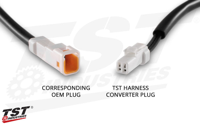 Inspect the TST harness converter plug with the corresponding OEM plug to ensure proper compatibility.