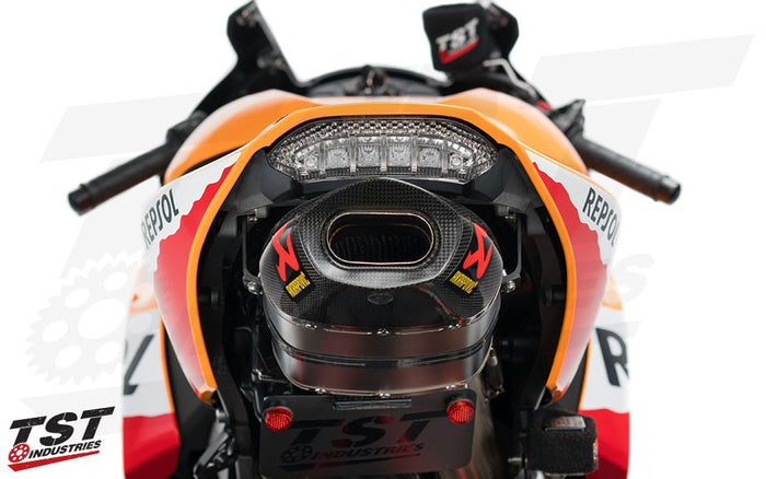 2013+ Honda CBR600RR with the Clear TST V2 Programmable and Sequential LED Integrated Tail Light.