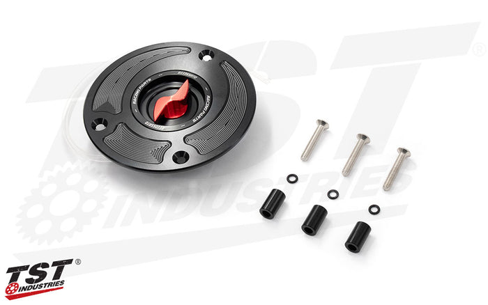 What's included. (Red fuel cap shown)