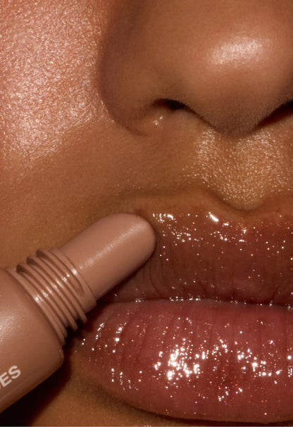 model wearing peptide lip tint - sweet apple | rhode skin
