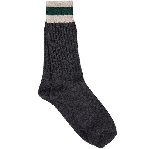 Anonymous Ism Tuck Cuff Striped Crew Socks - Charcoal