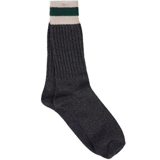Anonymous Ism Tuck Cuff Striped Crew Socks - Charcoal