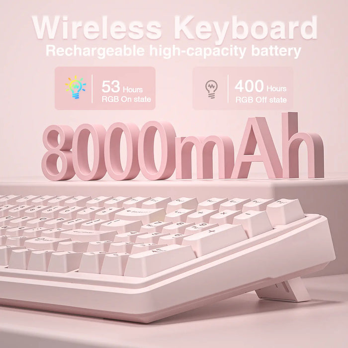 [Silent] AULA F99 Wireless Mechanical Silent Keyboard with Numpad Tri-Mode Bt5.0/2.4Ghz/Usb-C Gasket Hot Swappable RGB Backlit Pre-Lubed Linear Switch Creamy Gaming Keyboard Light Pink