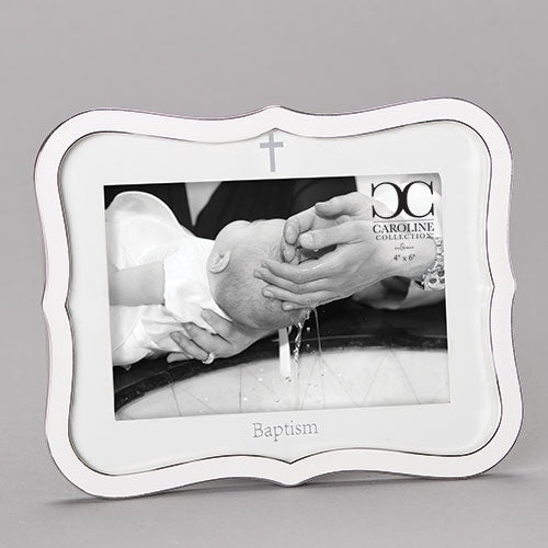 Baptism Frame White 8.25"H