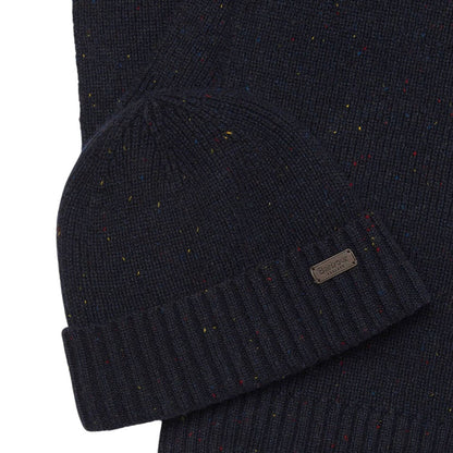 Barbour Carlton Fleck Beanie & Scarf Gift Set - Navy