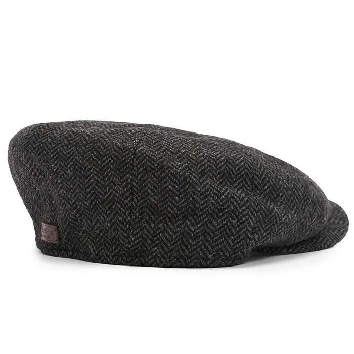 Barbour Fyne Tweed Baker Boy Cap - Charcoal Grey