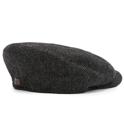 Barbour Fyne Tweed Baker Boy Cap - Charcoal Grey