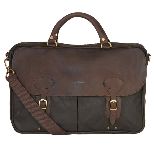 Barbour Wax Leather Briefcase - Olive
