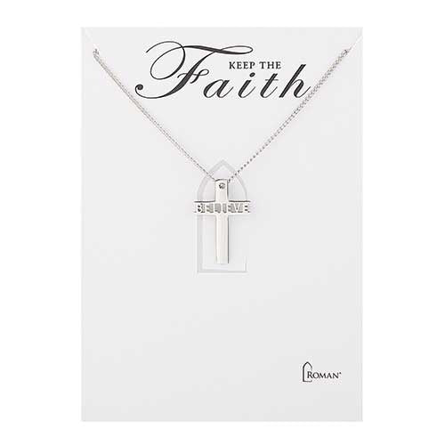 Believe Cross Necklace 18"L