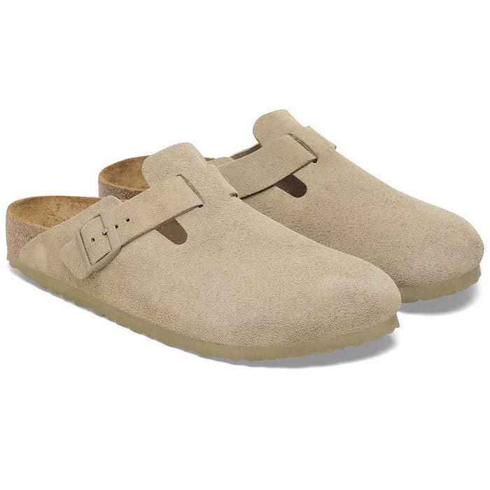 Birkenstock Womens Boston Suede Leather - Faded Khaki