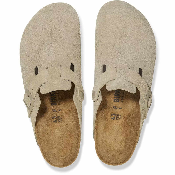 Birkenstock Womens Boston Suede Leather - Faded Khaki