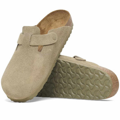 Birkenstock Womens Boston Suede Leather - Faded Khaki