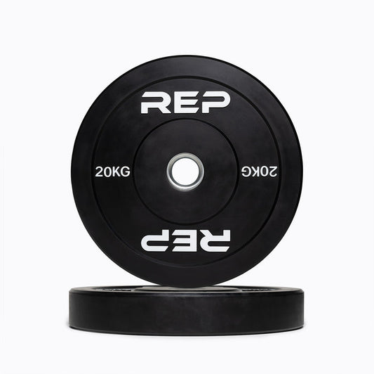 Pair of REP 20kg Black Bumper Plates