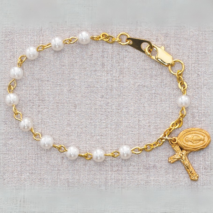 Bracelet - 5 12in Gold Pearl like Baby Bracelet