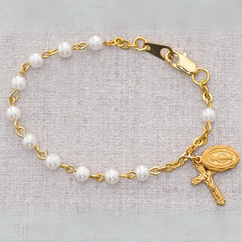 Bracelet - 5 12in Gold Pearl like Baby Bracelet