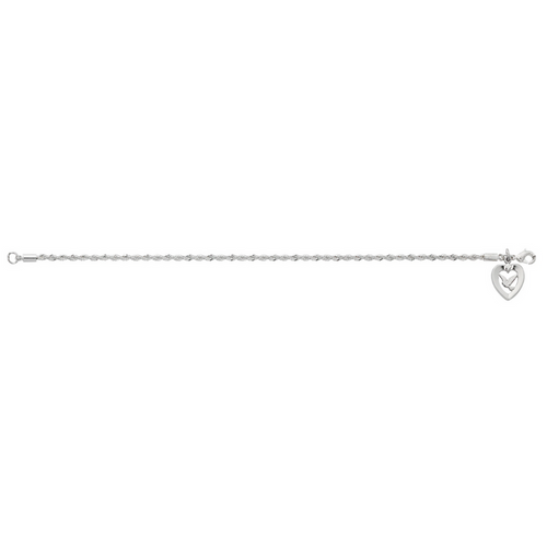 Bracelet - 7.5 in Silver Plated Rope Bracelet, Box