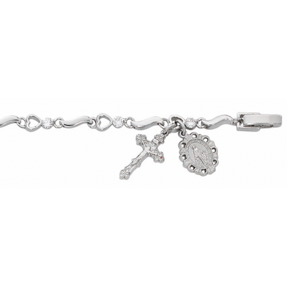 Bracelet - 7.5in Cubic Zirconia and Hearts Bracelet Boxed