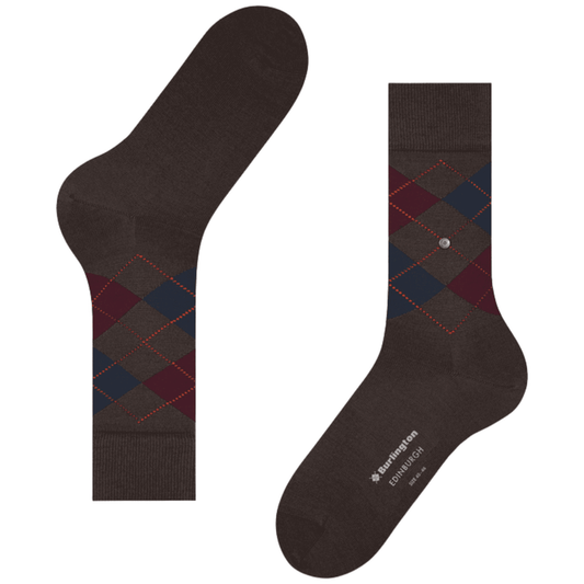 Burlington Socks Edinburgh Socks - Brown/Navy